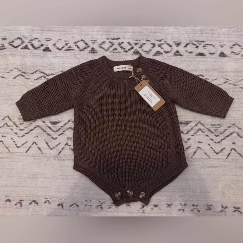 Brown Sweater Knit Kids One Piece
